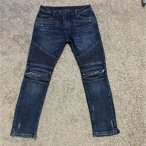 Balmain Men’s Slim Biker Jeans in Dark Blue